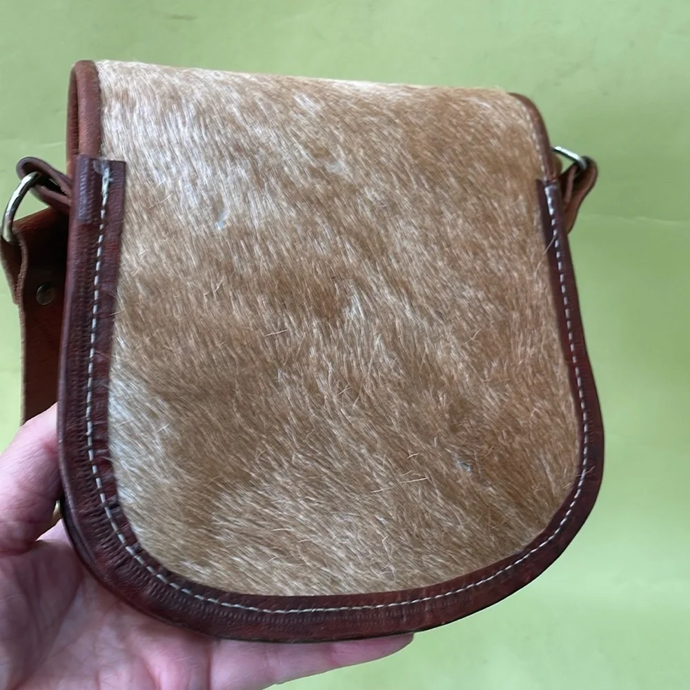 Vintage new tool made all leather mini crossbody bag - Picture 4 of 11
